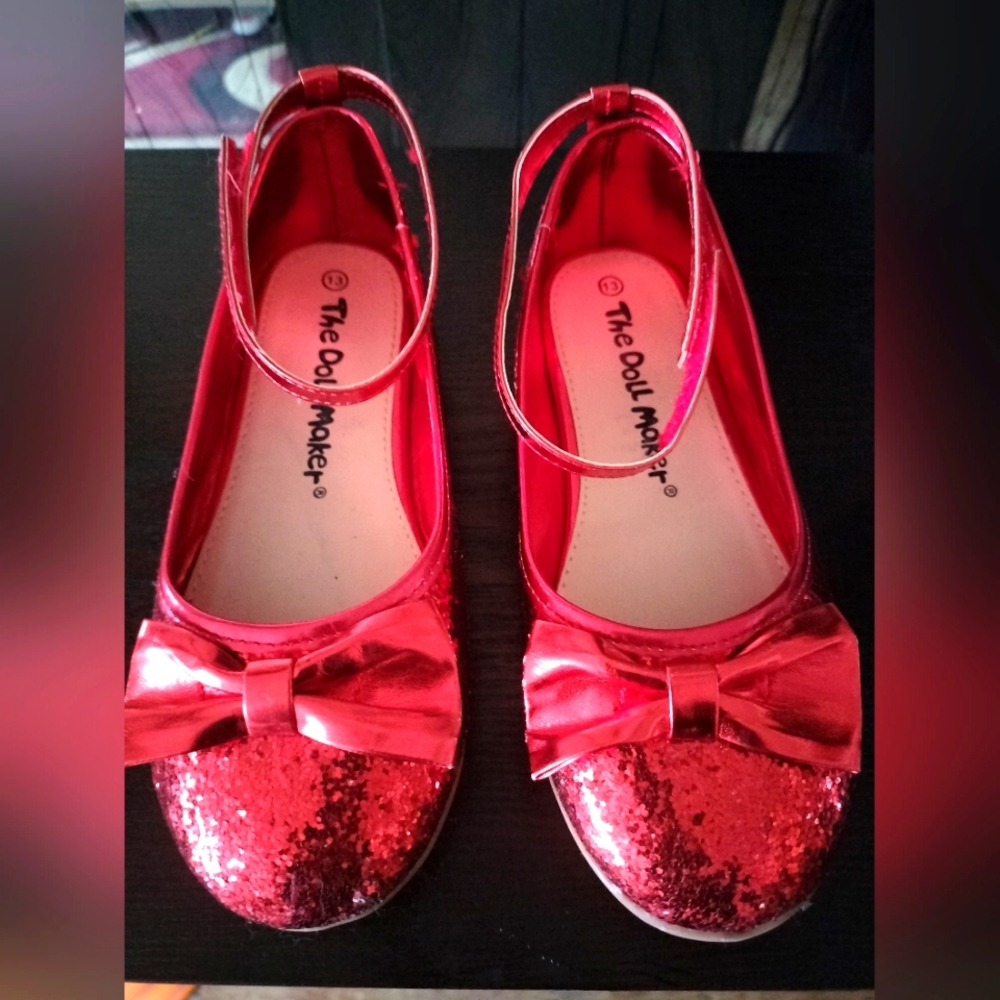 Girls Red Sequin Dress Shoes Size 13